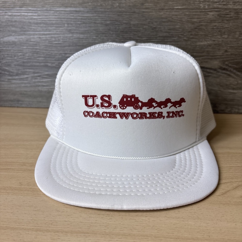 US Coachworks Hat Cap Snap Back‎ White Mesh Trucker Promotional Mens AmaPro